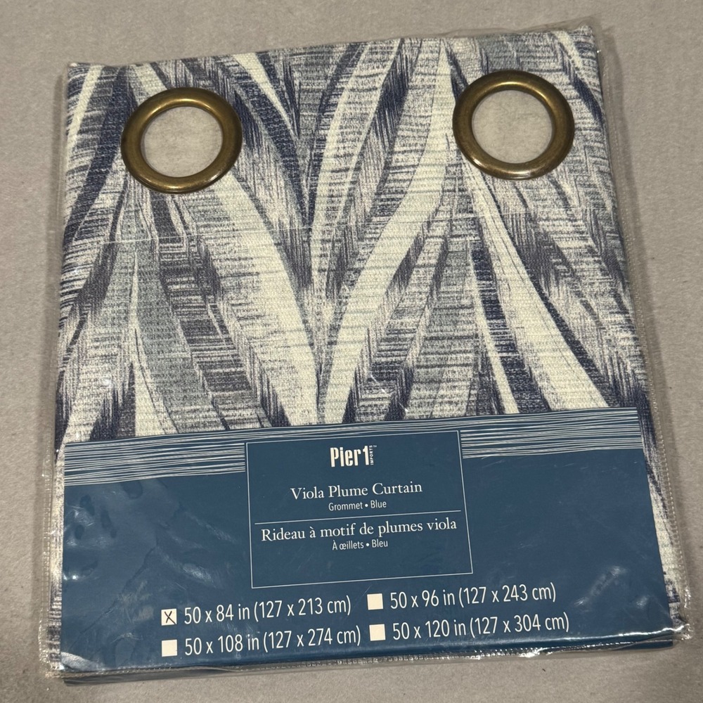 Pier 1 Viola Plume Curtain Panel Unisex 50x84 Blue Botanical Grommet 3561854